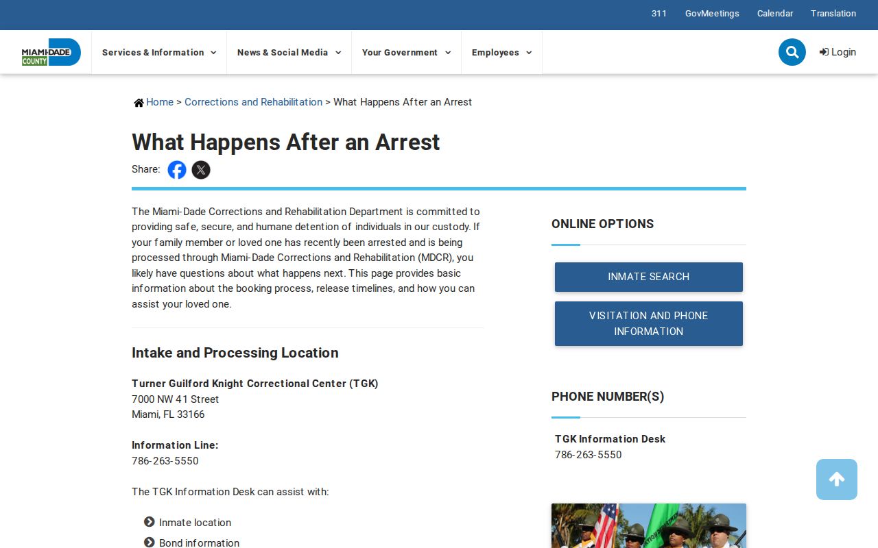 Miami-Dade County arrest booking and intake process