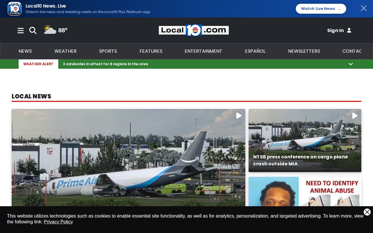 Local 10 Miami-Dade local news section
