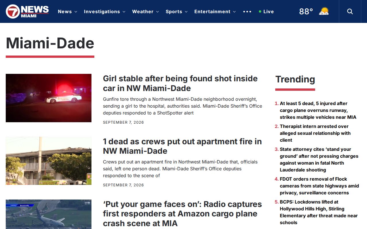 WSVN Miami-Dade local news archive